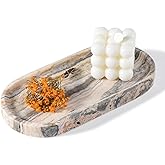 Koville 10"x5" Marble Vanity Tray for Bathroom Kitchen Countertop, Natural Marble Trays for Home Decor, Perfume Organizer Jewelry Dish, Stone Tray for Dresser, Decorative Candles Trays
