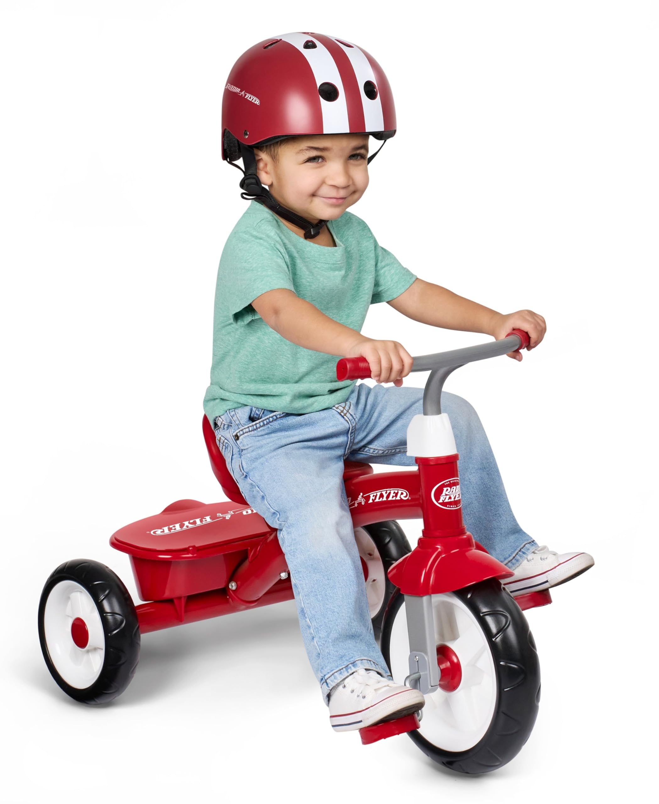 Photo 1 of Radio Flyer Red Rider Trike, Ages 2.5-5, Adjustable Seat, Steel Construction, Quiet Ride Wheels, Storage Bin, Comfort Grip Handlebars, Tricycle for Toddlers, Amazon Exclusive
