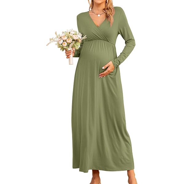 KIM S Summer Maternity Dress Baby Shower Dress for Photoshoot Maternity  Maxi Dress (Mauve S) at Amazon Women's Clothing store