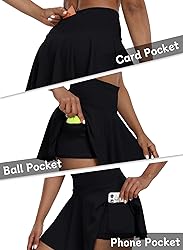 Black Pleated Skirt Skorts Tennis Outfit for Women