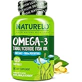 NATURELO Burpless Omega 3 Fish Oil Supplement - 1100mg Triglyceride Omega-3, EPA + DHA, Liquid Fish Oil for Heart, Eye, Brain, Joint Health - 120 Softgels, 4 Months Supply