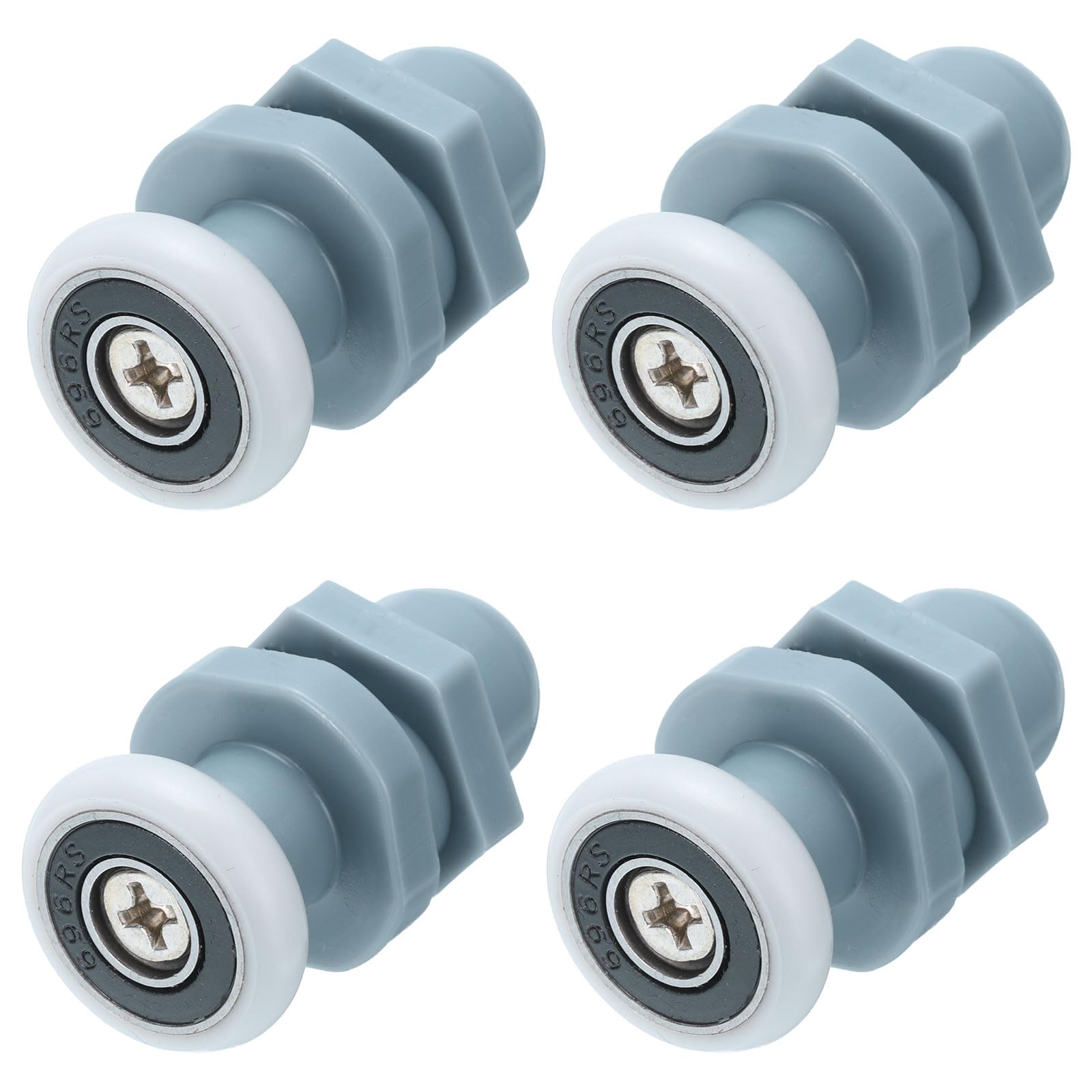 PATIKIL Shower Door Rollers 19mm/0.7", 4 Pack Bathroom Glass Door Runner Replacement Part Sliding Shower Door Wheels for Bathroom Glass Sliding Door, White-Grey