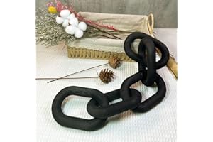 Hanlin Wood Chain Link Decor - Hand Carved Boho Decorative Wood Chain, Farmhouse Decor, Sustainable Pine, Coffee Table Decor, Shelf Decor, for Home Living Room (Black)