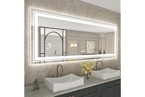 WTTY LED Bathroom Mirror 88''x38'' with Front and Backlight, Large Dimmable LED Vanity Wall Mirrors, Double LED Mirror for Bathroom with Anti-Fog, 3 Colors, Memory Function, Shatter-Proof, ETL Listed