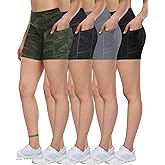 ATHVOTAR Biker Shorts Women with Pockets - 3"/5"/8" High Waisted Workout Spandex Tummy Control Gym Running Yoga Shorts