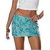 MAKEMECHIC Women's Floral Sequin Sparkly Mini Skirt Low Waist Bodycon Party Short Skirts