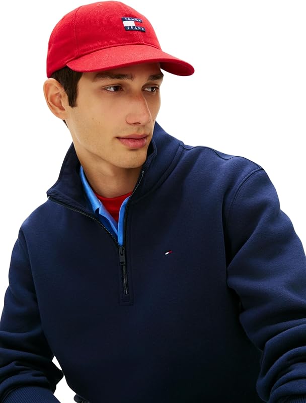 TJM Reg DM0DM20339 Sweat-Shirt en Polaire à col Montant 1/4 de Fermeture éclair pour Homme, Bleu Marine foncé, M