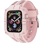 T-ENGINE Rugged Watch band Compatible with Apple Watch Series 9 Band for 44mm 42mm (Not compatible with 45mm) SE 9/8/7/6/5/4/3 for Men (Pink, 45mm/44mm/42mm)