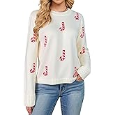 SunnyMelody Womens Ugly Christmas Sweater Tree Print Sweaters for Women Fall Winter 2025 Trendy Holiday Party Funny Cute Cozy Crew Neck Long Sleeve Ribbed Knit Xmas Pullover Tops White-02 L