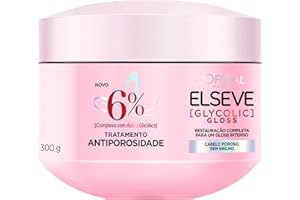 L'Oréal Paris Elseve Glycolic Gloss Máscara Capilar Antiporosidade, com Ácido Glicólico, Sela a Cutícula, Garante 3X Mais Brilho Espelhado e Maciez Intensa, 300g