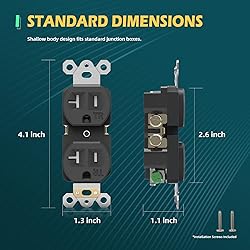 TOPELER Black Duplex Receptacle
