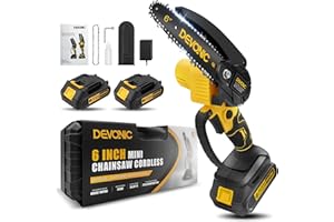 XGOLD DEVONIC Mini Chainsaw 6-Inch Cordless,Portable Handheld Chain Saw,Pruning Shears Chainsaw with Safety Lock and Overload Protection for Wood Cutting,Tree Trimming,and Garden