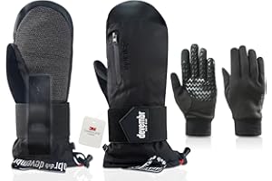 devembr Advanced Snowboarding Mittens with Wrist Guards & Removable Liners