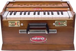 Portable Harmonium, Maharaja Musicals, Small, 2 1/4 Octaves Saptak, 3 Fold Bellow, 17x10x10 Inch, Handle, Bag, Kirtan Yoga Companion, Check Video for Amazing Sound, Handmade Harmonium Instrument,-PH1