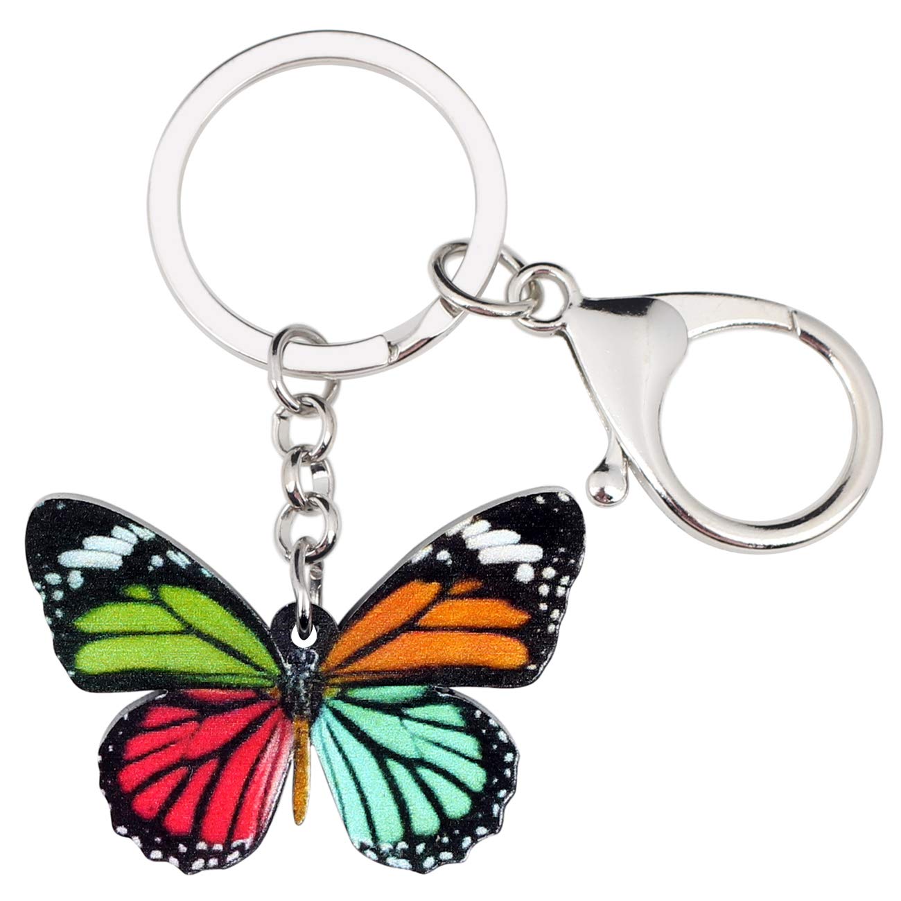 BONSNY Acrylic Floral Butterfly Keychains Key Ring Car Purse Bags INSECT Charms Gifts (Multicoloured)