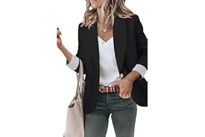 Genhoo Blazer Jackets for Women Open Front Long Sleeve Work Office Casual Blazers with Pockets S-2XL