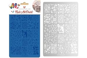LIFOOST Nail Stamping Plate Lace Butterfly Flower Snake Grid Pattern Template Plates for Stamping Cute Image and Art Design on Fingernails Floral Garden Petals Bloom Spring Flowers Templates