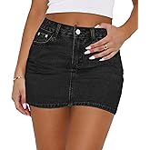 MONCCIZA Women’s Denim Jean Skirt Mini Y2K Low Waisted Casual Cute Skirts with Pockets