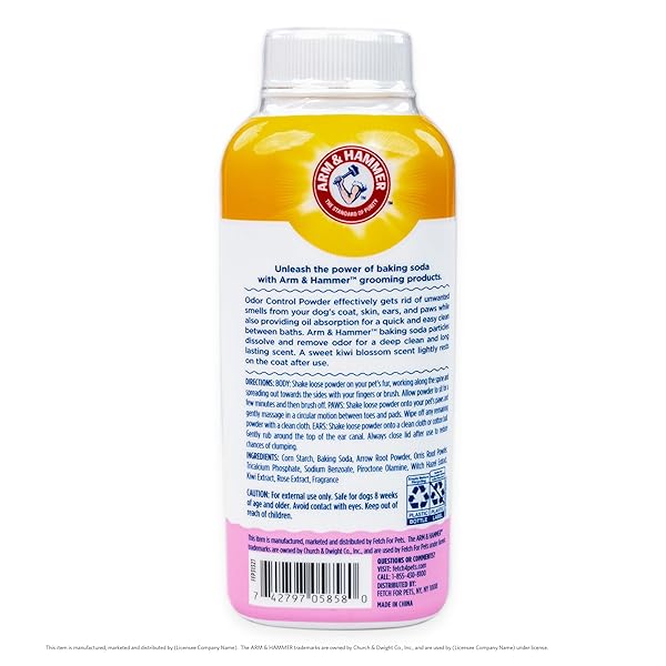 ARM & HAMMER FOR PETS ODOR CONTROL DRY SHAMPOO POWDER FOR DOGS, BEST ODOR ELIMINATING WATERLESS SHAMPOO FOR DOGS & PUPPIES, KIWI BLOSSOM SCENT, 4.2 OUNCES