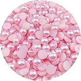LIMAOLLY 400pcs 10mm Flatback Half Round Pearls Crafts Beads for Jewelry Making DIY Scrapbook Shoes Clothes Cup Nail Art Decoration(Light Pink)