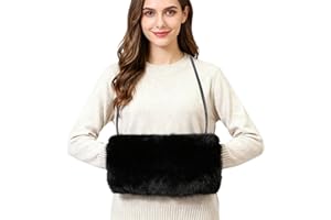 Bcxfbxd Black Faux Fur Hand Muffs Fuzzy Pouch Hand Warmer Muff for Women Winter Wedding