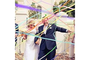 BATTIFE Streamers Poppers - Hand Throw Confetti Poppers, No Mess Paper Crackers for Birthday Wedding Party Celebrations, Colorful, 16.4Ft/5M (10Pack)
