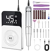 Urbuti Nail Drill, Professional 45000RPM Electric Nail File with 12 Drill Bits Remover Gel Nail Polish Acrylic Nails Manicure for Salon Home(White)