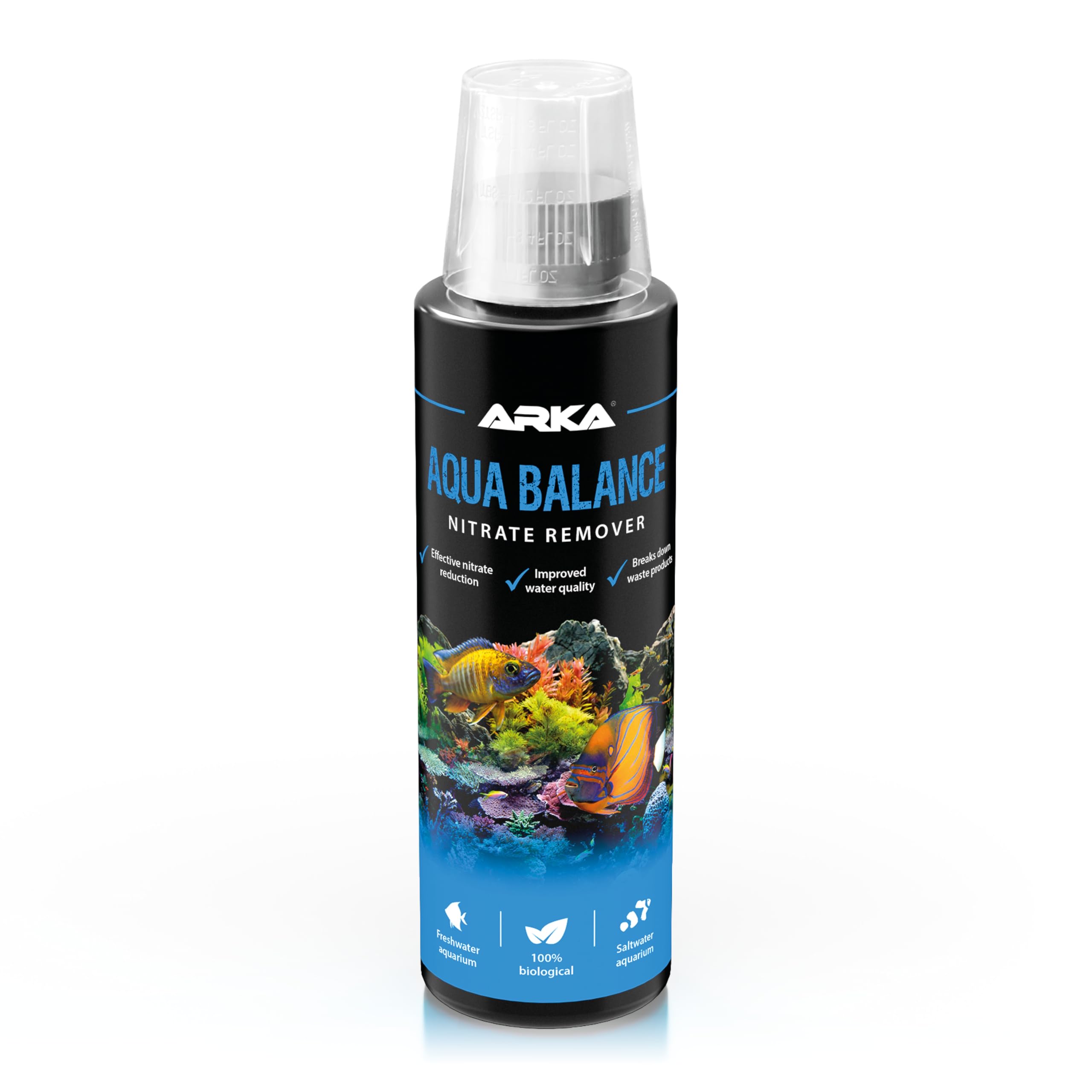 Nitrate remover aquarium – ARKA Aqua Balance 236 ml – biologically reduces nitrate, algae & water cloudiness – supports stable water quality & fish health – for freshwater & marine tanks