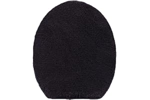 Madeals Microfiber Toilet Lid Cover Soft and Absorbent, Comfortable Bathroom Toilet Lid Cover Seat Fits Most Size Toilet Lids for Black