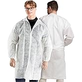 Medical Nation Disposable Lab Coats for Adults |Case of 30| White Lab Coat, Durable, Lab Coat for Women and Men (Small-3XL)