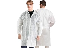Medical Nation Disposable Lab Coats for Adults |Case of 30| White Lab Coat, Durable, Lab Coat for Women and Men (Small-3XL)