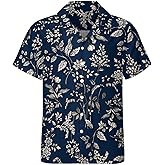 GANMP Hawaiian Shirt for Men Tropical Animal Flowers Button Down Shirts Tropical Casual Shirt Short Sleeve Summer Shirt Large