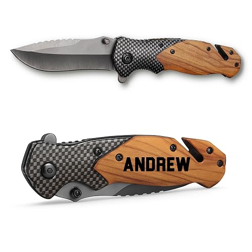 Personalized Pocket Knife – Valentine's Day Gift for Men, Dad, Husband, Boyfriend or Him – Custom Engraved Folding Knife – Unique Gift Idea for Birthday, Anniversary, Retirement, Camping, or Outdoors