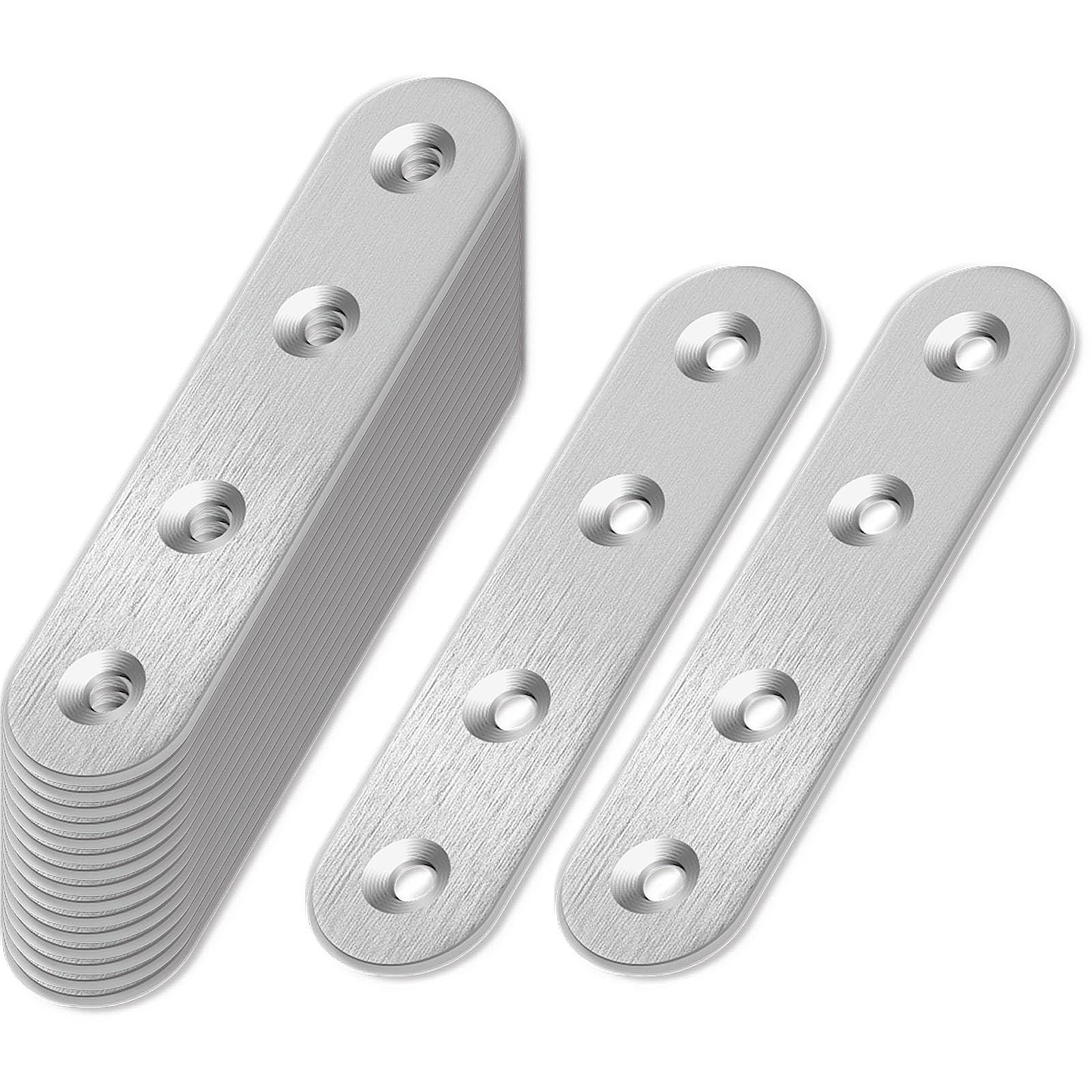 HXJDAM 20Pcs Steel Metal Plate With Brackets for Wood (77x16x2mm) - Flat Joining Plates for Mending and Fixing