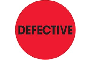 Tape Logic 2' Circle Label, Defective', Fluorescent Red, Roll of 500 Stickers, for Inventory Control and Warehouse Organization