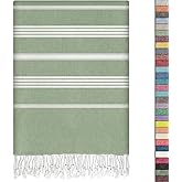 EPHESUS TOWELS Turkish Beach Towel - 38x70 inch Oversized - Sultan Design - Turkish Towel for Beach, Bath, Pool, Gym, Yoga - Prewashed, Lightweight, Quick Dry (Apple Green)