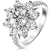 ABSOLUTE 2 Carat Moissanite Rings for Womens Engagement Rings Gift For Her 925 Sterling Silver Rings And Anniversary With Certificate Sunflower Mossinate Rings for Women