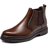 OKKO Mens Chelsea Dress Boots, Genuine Leather Classic Comfortable Casual Slip On Ankle Boot for Men
