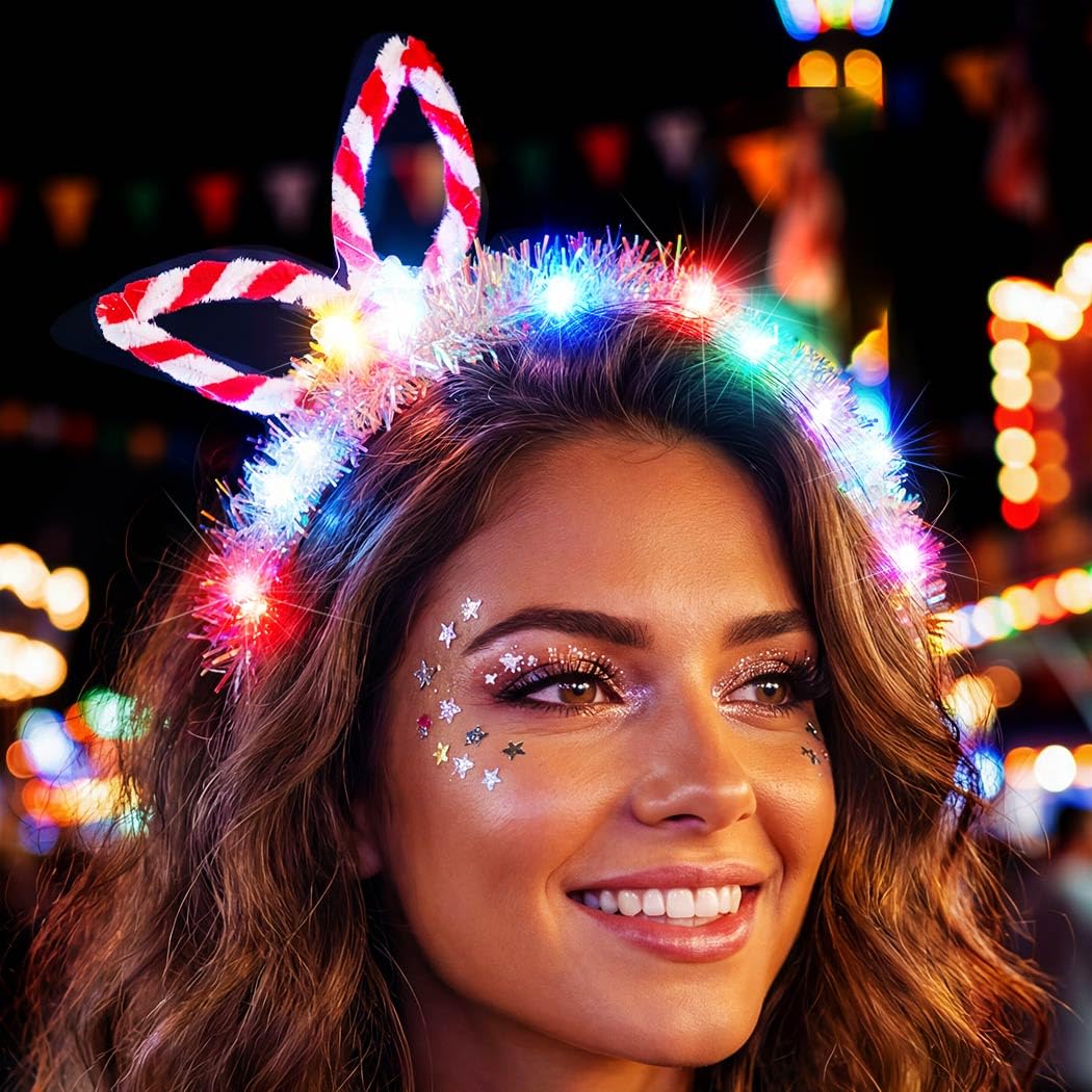 Fashband Christmas Headbands LED Glitter Ear Headband Color Party Headpiece Hair Accessories for Women