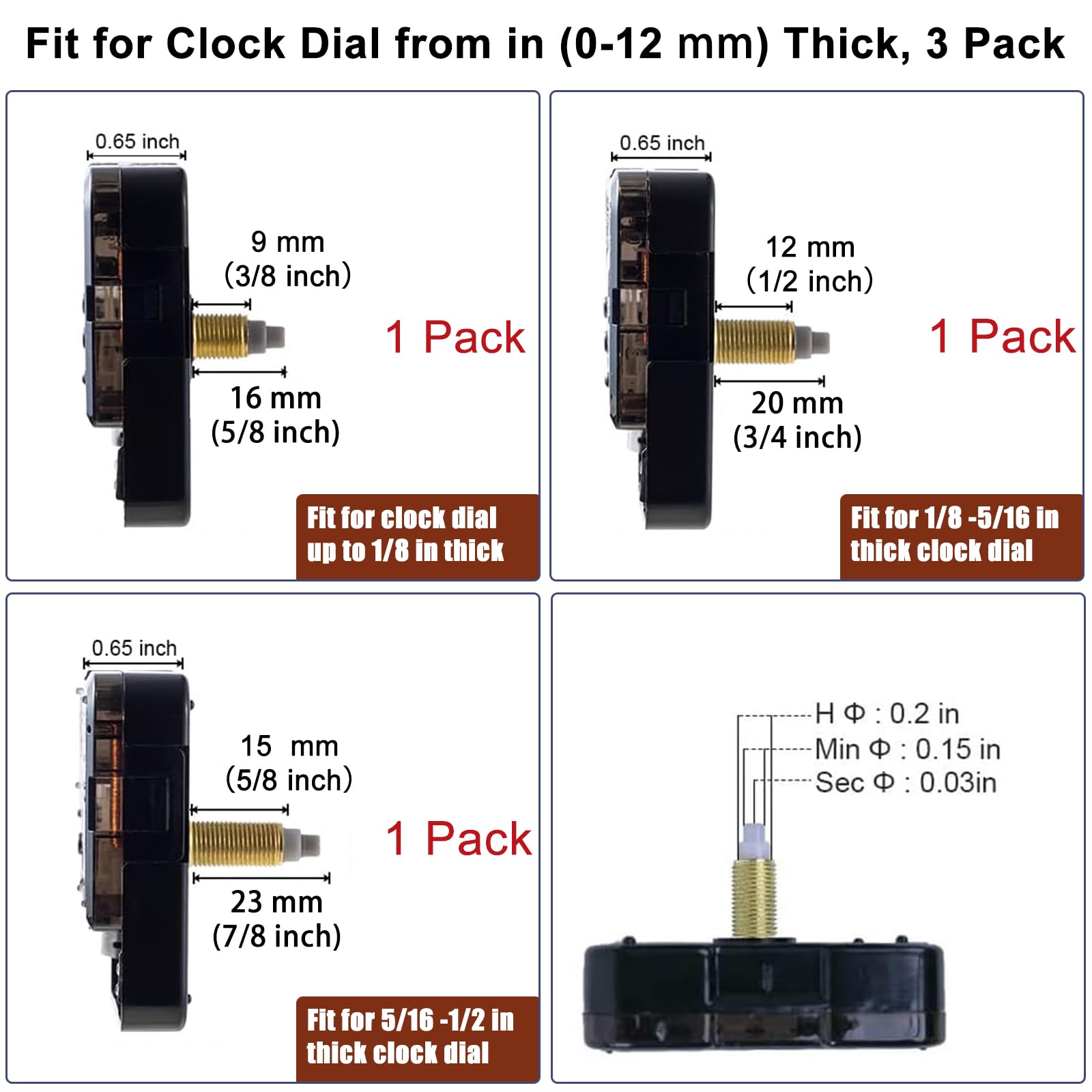 EMOON 3 Pieces Silent Clock Mechanism Replacement Kit, Battery Operated ...