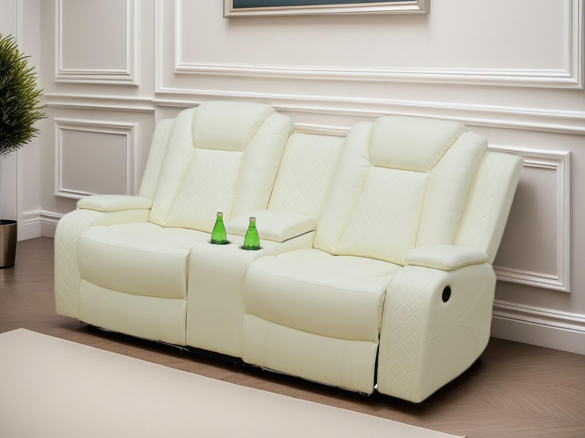 Photo 1 of ***WILL NEED TRUCK OR TRAILER FOR PICK UP-WILL NOT FIX IN CAR OR SUV**
FONTOI Loveseat Recliner Sofa, Reclining Loveseat Leather Couch with Storage Console, Modern Comfy Home Theater Seating Power Recliner Chair with Cup Holders for Living Room Furniture 