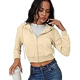 Women's Zip Up Hoodies Cropped Cardigan Jacket Drawstring Hooded Sweatshirts Casual Long Sleeve Top…