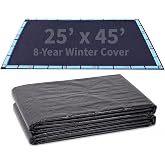 Blue Wave Arctic Armor 25x45-ft Rectangular In-Ground Pool Winter Cover | Solid polyethylene, black underside, heat-sealed seams, grommets, cable, winch, extra 5-ft overlap, 8-yr support, navy