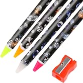 Hariendny 4 Pack Rhinestone Picker Tool Adhesive Resin Picker Pencil Nail Point Drill Pen Dotting Wax Pencil Gem Pick up Tools for Nail Art DIY with Pencil Sharpener