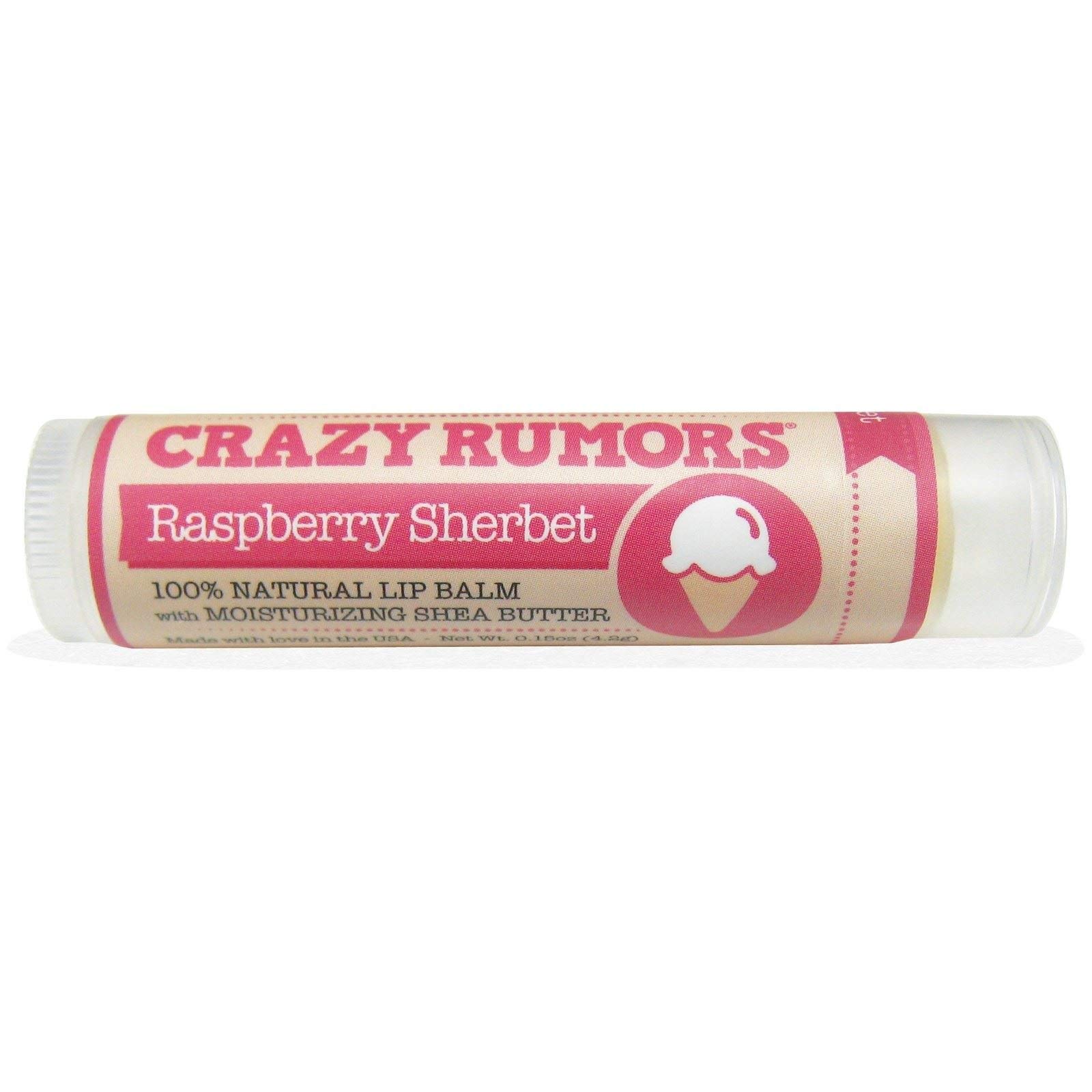 Crazy Rumors Raspberry Sorbet Soothing Lip Balm Stick for Dry Lips, 100% Natural and Vegan 4 g