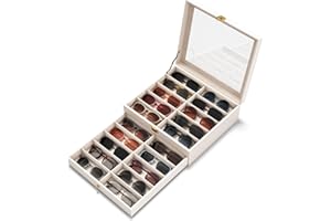 NEWLOOP 20 Slots Sunglass Organizer for Women Men Multiple Pairs of Sunglasses Storage Box See-Through Display Show Case
