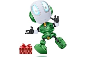 BROADREAM Stocking Stuffers, Robot Kids Toys, Mini Robot Talking Toys for Boys Girls Travel Toys Help Kids Talking for Christmas Stocking Stuffers, LED Lights and Interactive Voice Changer (Green)