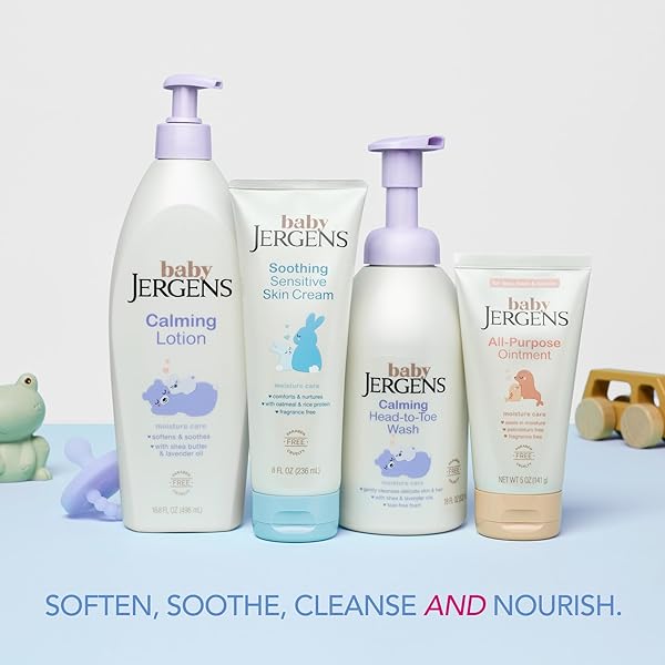 JERGENS BABY CALMING HEAD TO TOE FOAMING WASH, BABY SHAMPOO AND BODY WASH, SHAMPOO TEAR FREE, KIDS FOAMING BODY WASH, 18 FL OZ
