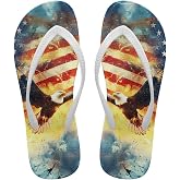Fonplted Comfort Flip Flops for Women Beach Sandals Summer Slippers with American Flag Print