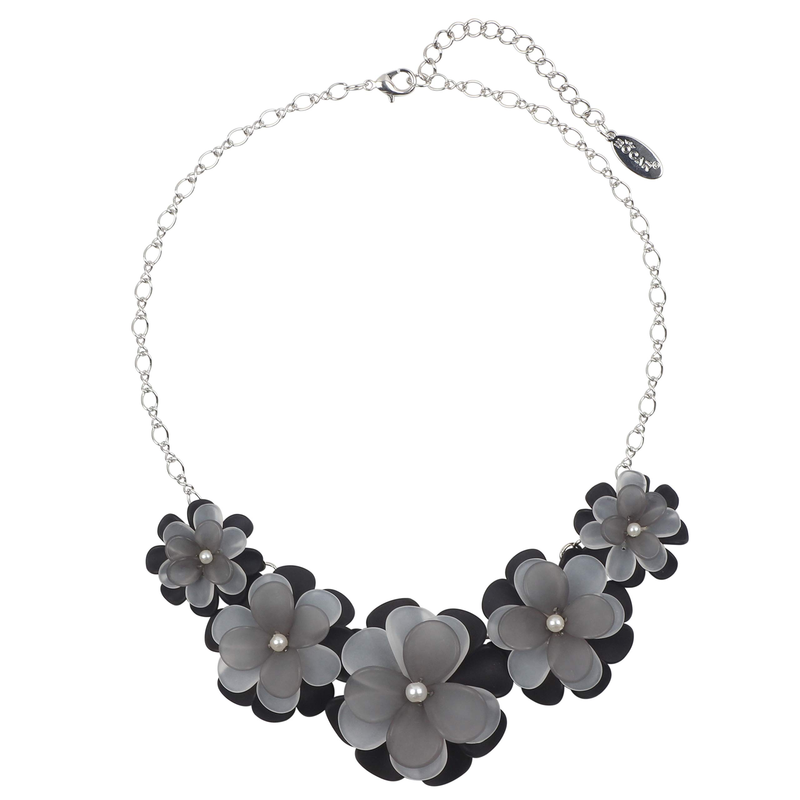Bocar Acrylic Pendant Collar Flower Statement Choker Necklace for Women (NK-10241-grey) — image 1